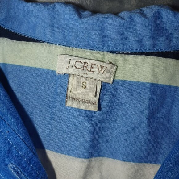 J. Crew Womens Striped‎ Long Sleeve S Blue Green Popover Color Block Academia - Picture 3 of 9